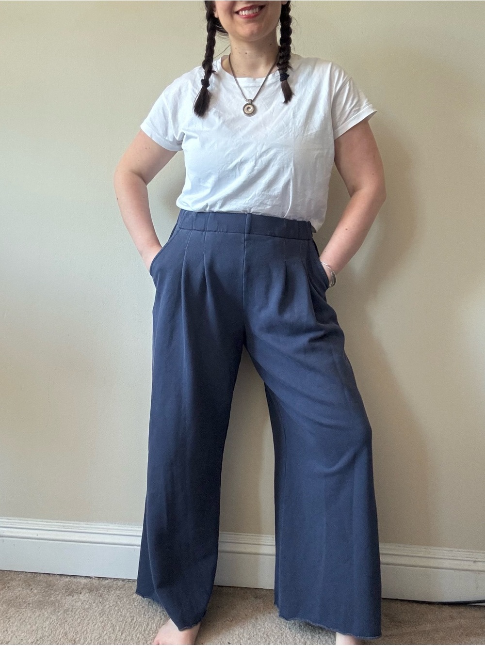 aerie Navy Wide-Leg Lounge Pants